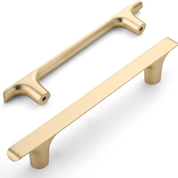 10 Pack Brushed Gold Cabinet Pulls, 5 Inch(128MM) Hole Centers - Picture 2 of 7